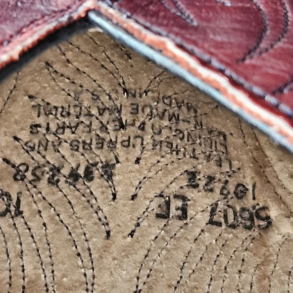 Abilene Brown Leather Western Boots with Decorative Stitching Men 10 - Picture 9 of 9